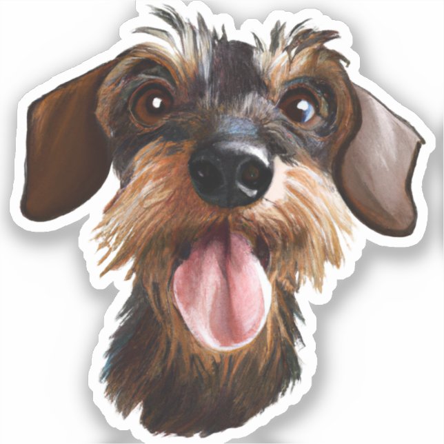 Wirehair Dachshund Klistermärken (Framsida)