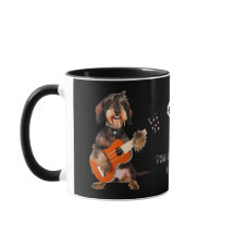 Wirehair Dachshund Spela upp akustiskt gitar
