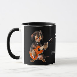 Wirehair Dachshund Spela upp akustiskt gitar Mugg