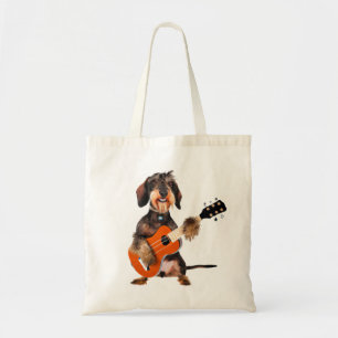 Wirehair Dachshund Spela upp akustiskt gitar Tygkasse