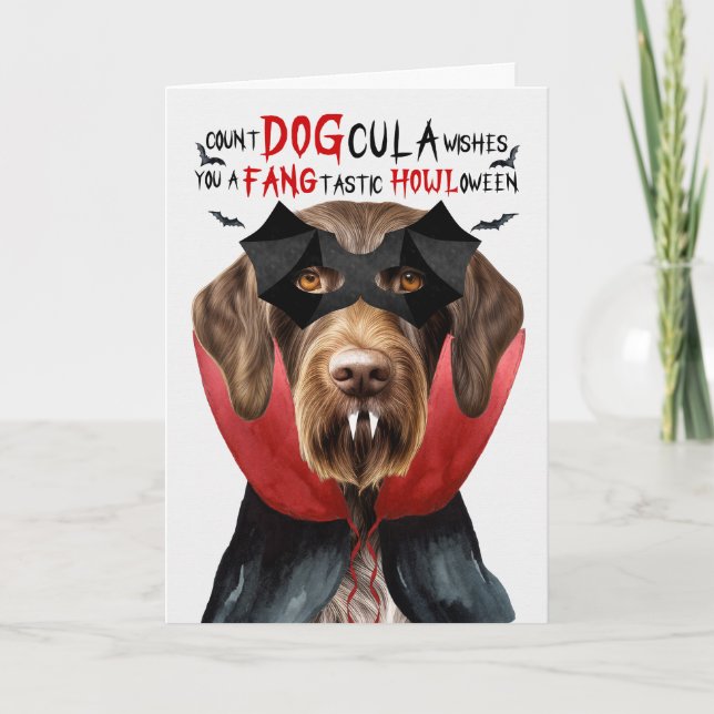 Wirehair Pointer Hund Funny Count DOGcula Hallowee Helgkort (Framsida)