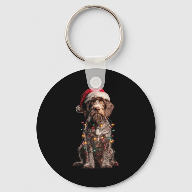 Wirehaired Inting Griffon Christmas Graphics Dog L Nyckelring (Framsida)