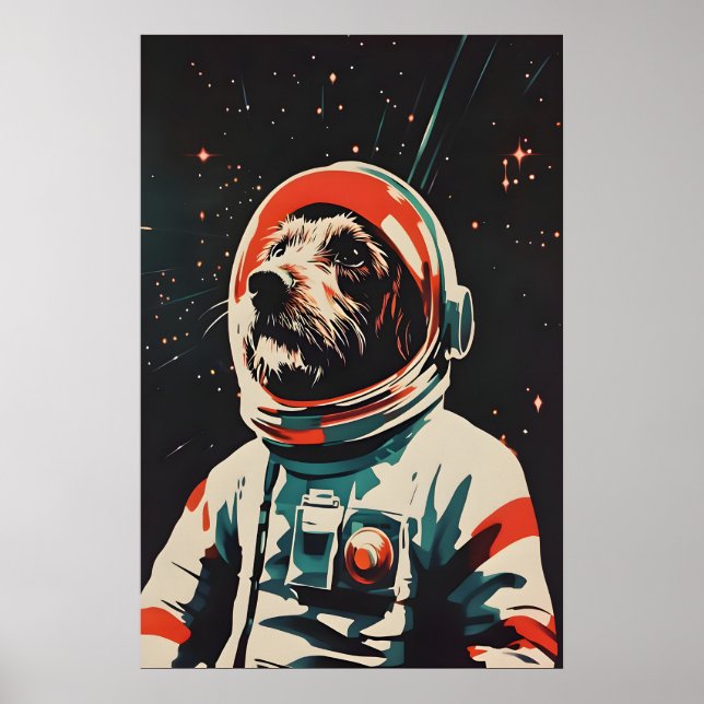Wirehaired Pointing Griffon Astronaut Poster (Framsidan)