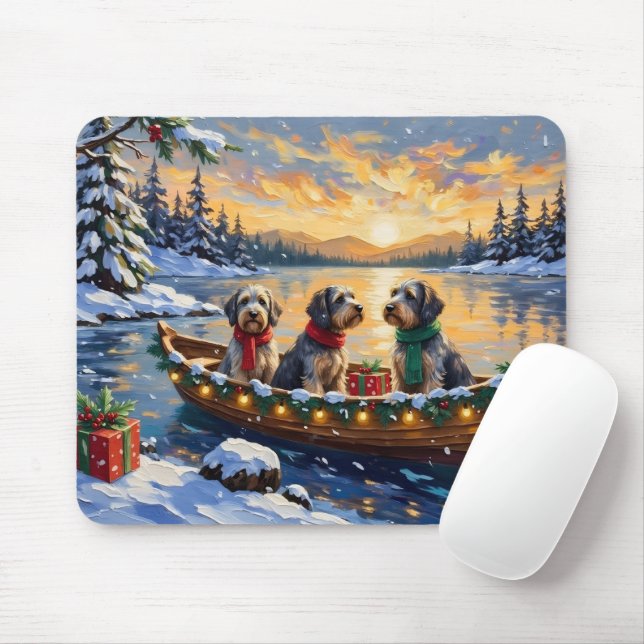 Wirehaired Pointing Griffon Christmas Boat Holiday Musmatta (Med mus)