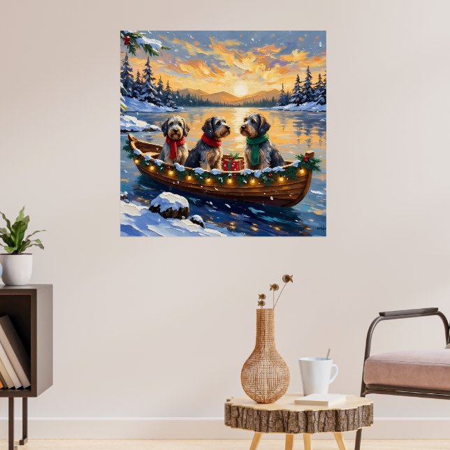 Wirehaired Pointing Griffon Christmas Boat Holiday Poster (Vardagsrum 3)