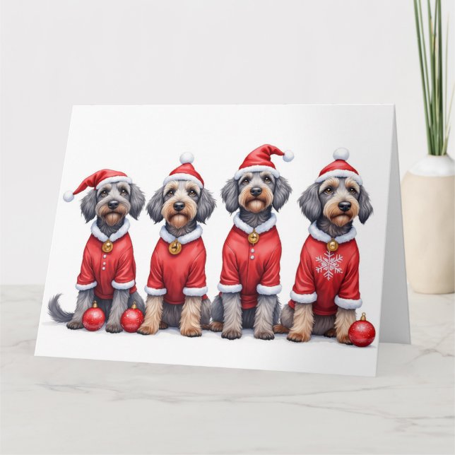 Wirehaired Pointing Griffon Christmas Dress Santa  Kort (Framsida)