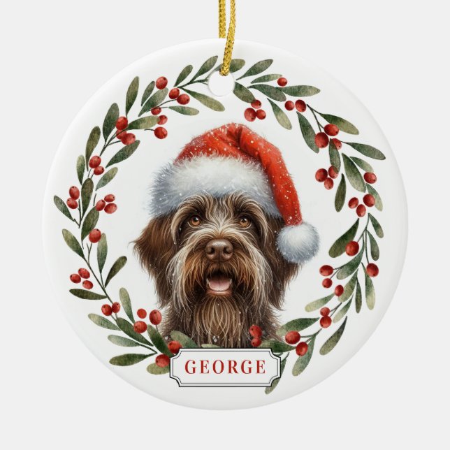 Wirehaired Pointing Griffon Dog Ceramic Ornament (Framsidan)