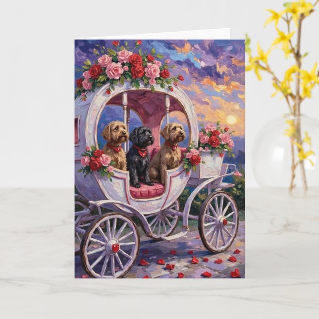 Wirehaired Pointing Griffon Dog Valentine's Day Kort (Gul blomma)