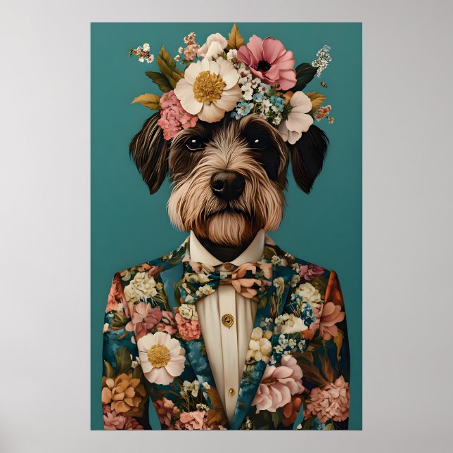 Wirehaired Pointing Griffon In Suit Poster (Framsidan)