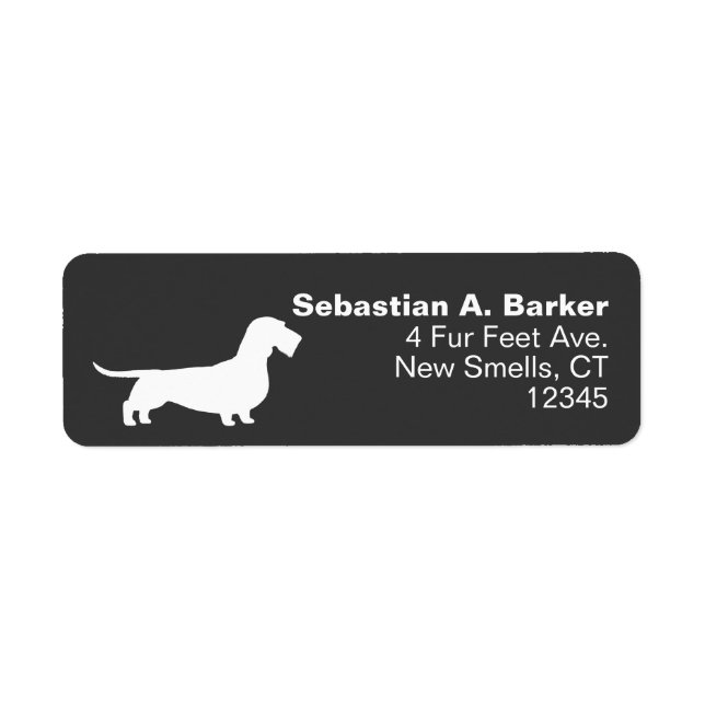 Wirehsted Dachshund Hund Silhouette Returadress Etikett (Framsidan)