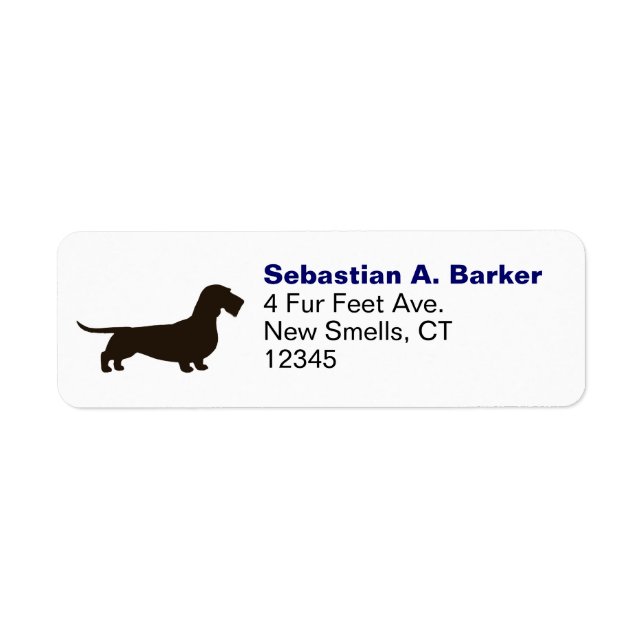 Wirehsted Dachshund Hund Silhouette Returadress Returadress Etikett (Framsidan)