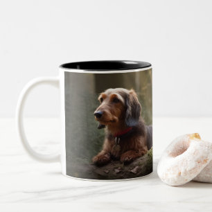 Wirehsted Dachshund in Forest Two-Tone Coffee Mugg