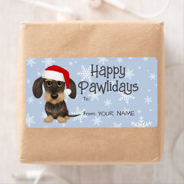 Wirehsted Dachshund Santa Teckel julgåva Fraktsedel (Insitu)