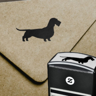 Wirehsted Dachshund Silhouette Wiener Hund Självfärgande Stämpel