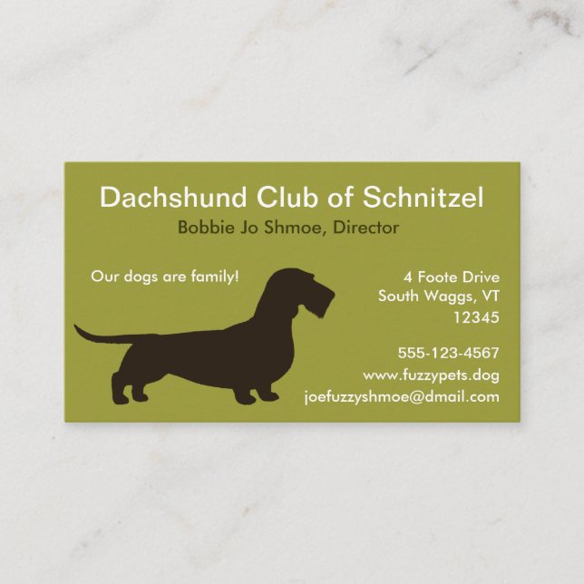 Wirehsted Dachshund Silhouette | Wiener Hund Visitkort (Framsida)