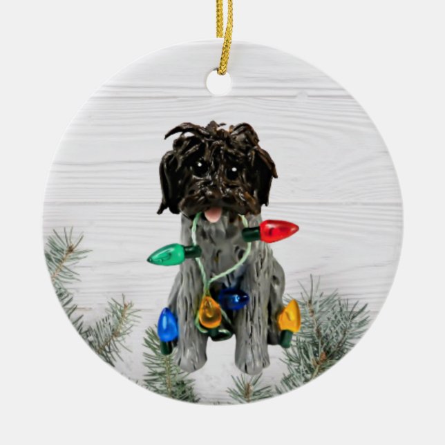 Wirehsted Pointing Griffon Ceramic Ornament (Framsidan)