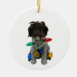 Wirehsted Pointing Griffon Ceramic Ornament