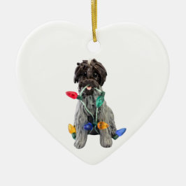 Wirehsted Pointing Griffon Ceramic Ornament