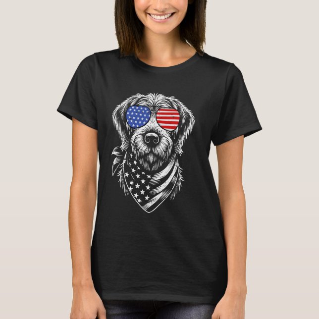 Wirehsted Pointing Griffon Hund 4:e juli Americ T Shirt (Framsida)