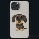 Wirehved Dachshund | Cute Tecknad hund Teckel<br><div class="desc">Wirehsted Dachshund Älskare iphone case. Vild Bar och tan färgad Teckel.</div>