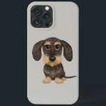 Wirehved Dachshund | Cute Tecknad hund Teckel<br><div class="desc">Wirehsted Dachshund Älskare iphone case. Vild Bar och tan färgad Teckel.</div>
