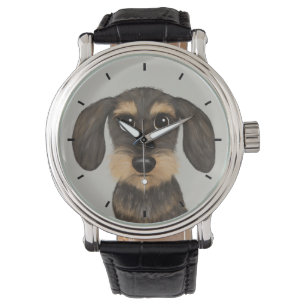 Wirehved Dachshund   Cute Tecknad hund Teckel Armbandsur