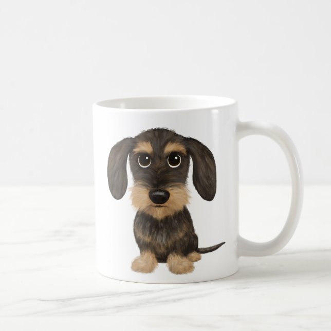 Wirehved Dachshund | Cute Tecknad hund Teckel Kaffemugg (Höger)