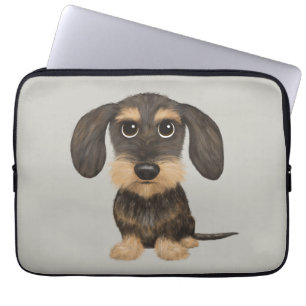 Wirehved Dachshund   Cute Tecknad hund Teckel Laptop Fodral