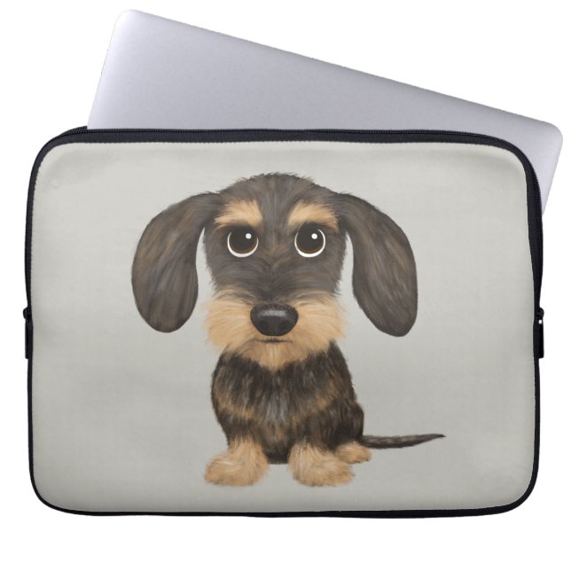 Wirehved Dachshund | Cute Tecknad hund Teckel Laptop Fodral (Framsidan)