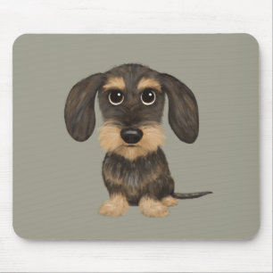 Wirehved Dachshund   Cute Tecknad hund Teckel Musmatta