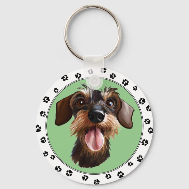 Wirehved Dachshund Nyckelring (Framsida)