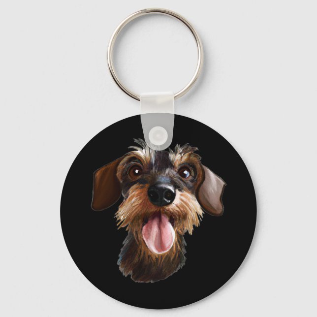 Wirehved Dachshund Nyckelring (Framsida)