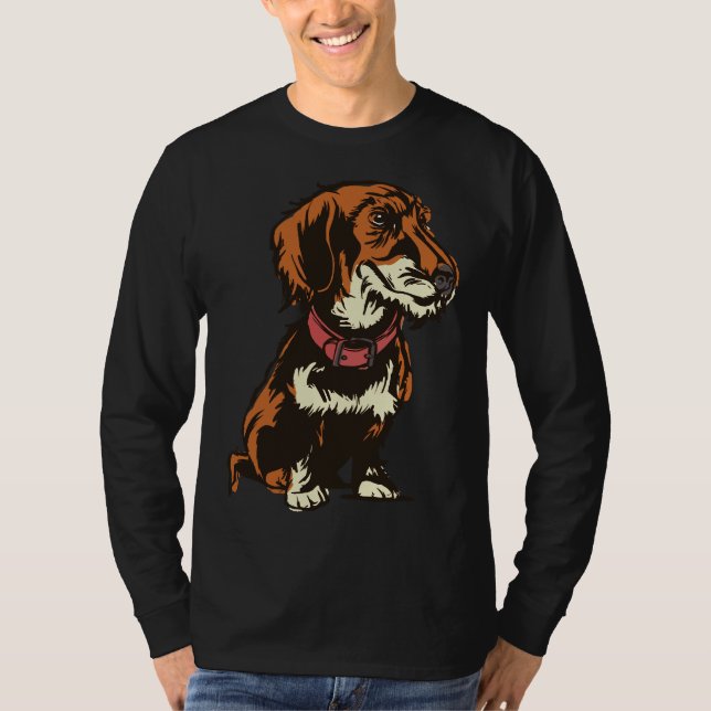 Wirehved Dachshund T Shirt (Framsida)
