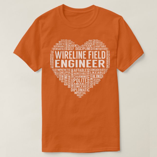 Wireline Fält Ingenjör Heart T Shirt (Design framsida)