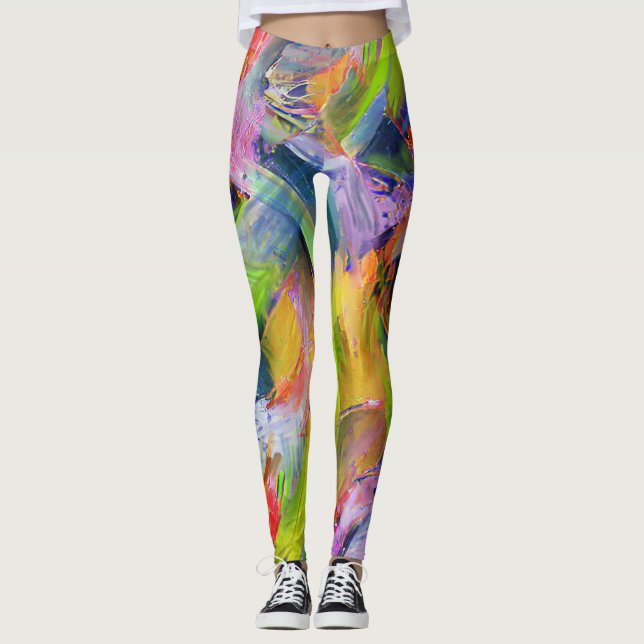 Wirls of Neon Färg Leggings (Framsida)