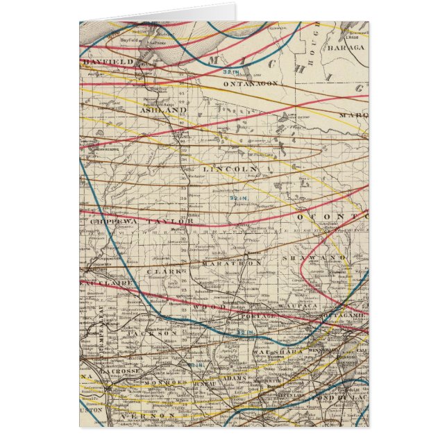 Wiscons klimatologiska karta hälsningskort (Framsidan)