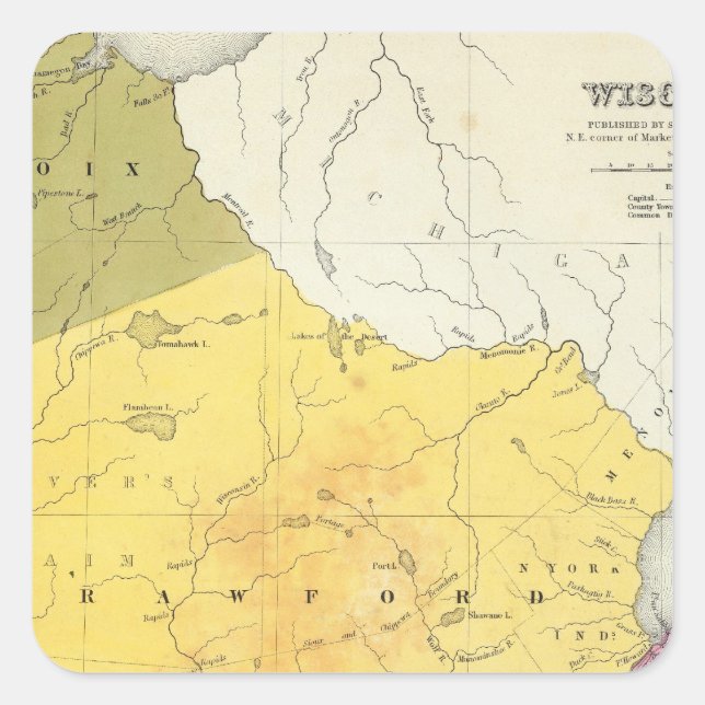 Wisconsin 4 fyrkantigt klistermärke (Framsida)