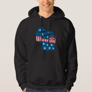 Wisconsin 4 juli USA-flagga självständighetsdag Hoodie