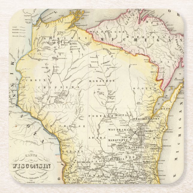 Wisconsin 6 underlägg papper kvadrat (Framsidan)