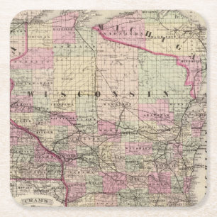 Wisconsin 9 underlägg papper kvadrat