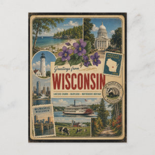 Wisconsin Äkta Vintagestil Vykort