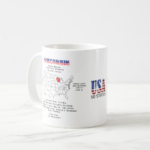 Wisconsin American State på karta och användbar in Kaffemugg