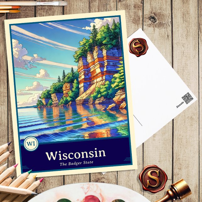 Wisconsin | Anime Stil Tecknad Postkort Vykort (Skapare uppladdad)