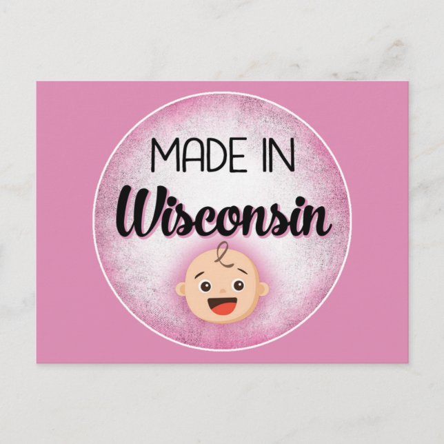 Wisconsin Baby Funny Rosa New Girl Postcard Vykort (Framsida)