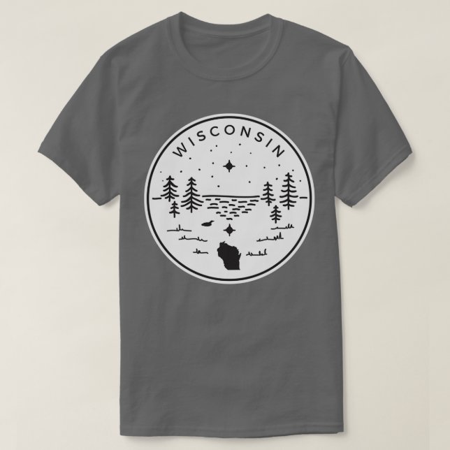 Wisconsin Badge Up North Black T Shirt (Design framsida)