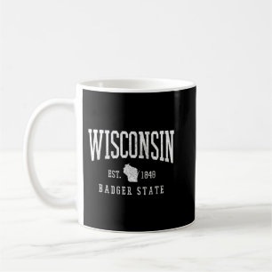 Wisconsin Badger State Est. 1848 Staten Karta Souv Kaffemugg