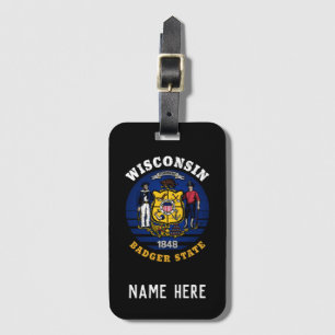 WISCONSIN BADGER STATLIG FLAGGA BAGAGEBRICKA