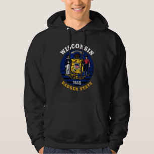WISCONSIN BADGER STATLIG FLAGGA HOODIE