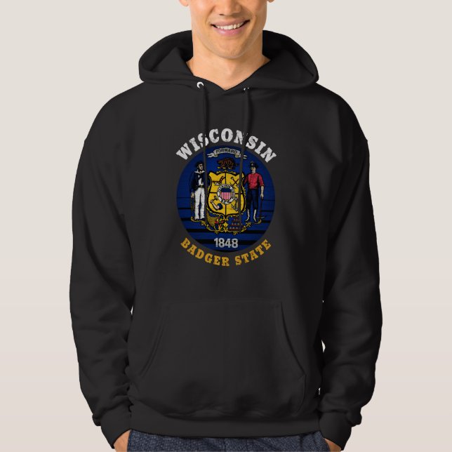 WISCONSIN BADGER STATLIG FLAGGA HOODIE (Framsida)
