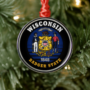 WISCONSIN BADGER STATLIG FLAGGA JULGRANSPRYDNAD METALL